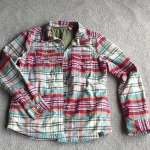 L.L.Bean Pink, White, And Blue/Green Plaid Shacket Size XS